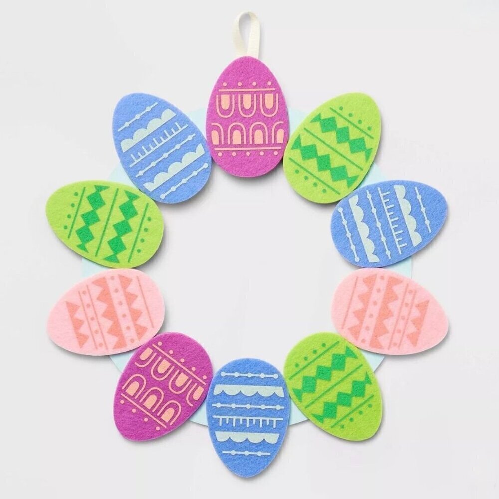 Target Spritz Easter Felt Colorful Egg 14" Wreath Hanging Decor